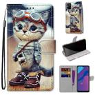 For Huawei Honor 9A Coloured Drawing Cross Texture Horizontal Flip PU Leather Case with Holder & Card Slots & Wallet & Lanyard(Leather Shoes Cat) - 1