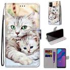 For Huawei Honor 9A Coloured Drawing Cross Texture Horizontal Flip PU Leather Case with Holder & Card Slots & Wallet & Lanyard(Big Cat Holding Kitten) - 1