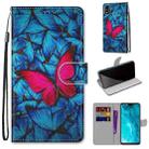 For Huawei Honor 9X Lite Coloured Drawing Cross Texture Horizontal Flip PU Leather Case with Holder & Card Slots & Wallet & Lanyard(Blue Red Butterfly) - 1