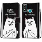 For Huawei Honor 9X Lite Coloured Drawing Cross Texture Horizontal Flip PU Leather Case with Holder & Card Slots & Wallet & Lanyard(18 Middle Finger White Cat) - 1