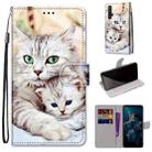 For Huawei Honor 20 Coloured Drawing Cross Texture Horizontal Flip PU Leather Case with Holder & Card Slots & Wallet & Lanyard(Big Cat Holding Kitten) - 1