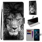 For Huawei Honor 20 Coloured Drawing Cross Texture Horizontal Flip PU Leather Case with Holder & Card Slots & Wallet & Lanyard(B11 Black White Lion Head) - 1