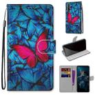 For Huawei Honor 20 Coloured Drawing Cross Texture Horizontal Flip PU Leather Case with Holder & Card Slots & Wallet & Lanyard(Blue Red Butterfly) - 1