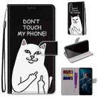 For Huawei Honor 20 Coloured Drawing Cross Texture Horizontal Flip PU Leather Case with Holder & Card Slots & Wallet & Lanyard(18 Middle Finger White Cat) - 1