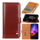 For Motorola Moto E7 (2020) 3-Color Pearl Texture Magnetic Buckle Horizontal Flip PU Leather Case with Card Slots & Wallet & Holder(Brown) - 1