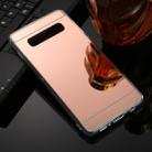 For Galaxy S10+ TPU + Acrylic Luxury Plating Mirror Phone Case Cover(Rose Gold) - 1