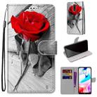 For Xiaomi Redmi 8 Coloured Drawing Cross Texture Horizontal Flip PU Leather Case with Holder & Card Slots & Wallet & Lanyard(Wood Red Rose) - 1