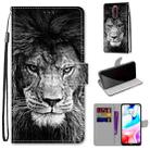 For Xiaomi Redmi 8 Coloured Drawing Cross Texture Horizontal Flip PU Leather Case with Holder & Card Slots & Wallet & Lanyard(Black White Lion Head) - 1