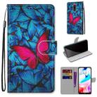 For Xiaomi Redmi 8 Coloured Drawing Cross Texture Horizontal Flip PU Leather Case with Holder & Card Slots & Wallet & Lanyard(Blue Red Butterfly) - 1