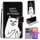 For Xiaomi Redmi 8A Coloured Drawing Cross Texture Horizontal Flip PU Leather Case with Holder & Card Slots & Wallet & Lanyard(Middle Finger White Cat) - 1