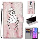 For Xiaomi Redmi 9 Coloured Drawing Cross Texture Horizontal Flip PU Leather Case with Holder & Card Slots & Wallet & Lanyard(Pink Hands Heart) - 1