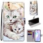 For Xiaomi Redmi 9A Coloured Drawing Cross Texture Horizontal Flip PU Leather Case with Holder & Card Slots & Wallet & Lanyard(Big Cat Holding Kitten) - 1