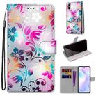 For Xiaomi Redmi 9A Coloured Drawing Cross Texture Horizontal Flip PU Leather Case with Holder & Card Slots & Wallet & Lanyard(Gradient Colorful Flower) - 1