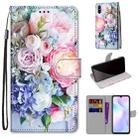 For Xiaomi Redmi 9A Coloured Drawing Cross Texture Horizontal Flip PU Leather Case with Holder & Card Slots & Wallet & Lanyard(Light Pink Bouquet) - 1