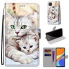 For Xiaomi Redmi 9C Coloured Drawing Cross Texture Horizontal Flip PU Leather Case with Holder & Card Slots & Wallet & Lanyard(Big Cat Holding Kitten) - 1