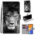 For Xiaomi Redmi 9C Coloured Drawing Cross Texture Horizontal Flip PU Leather Case with Holder & Card Slots & Wallet & Lanyard(Black White Lion Head) - 1