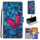 For Xiaomi Redmi 9C Coloured Drawing Cross Texture Horizontal Flip PU Leather Case with Holder & Card Slots & Wallet & Lanyard(Blue Red Butterfly) - 1