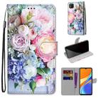 For Xiaomi Redmi 9C Coloured Drawing Cross Texture Horizontal Flip PU Leather Case with Holder & Card Slots & Wallet & Lanyard(Light Pink Bouquet) - 1