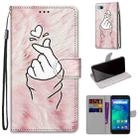 For Xiaomi Redmi Go Coloured Drawing Cross Texture Horizontal Flip PU Leather Case with Holder & Card Slots & Wallet & Lanyard(Pink Hands Heart) - 1