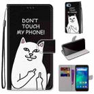 For Xiaomi Redmi Go Coloured Drawing Cross Texture Horizontal Flip PU Leather Case with Holder & Card Slots & Wallet & Lanyard(Middle Finger White Cat) - 1
