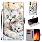For Xiaomi Redmi Note 8 Coloured Drawing Cross Texture Horizontal Flip PU Leather Case with Holder & Card Slots & Wallet & Lanyard(Big Cat Holding Kitten) - 1
