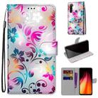 For Xiaomi Redmi Note 8 Coloured Drawing Cross Texture Horizontal Flip PU Leather Case with Holder & Card Slots & Wallet & Lanyard(Gradient Colorful Flower) - 1