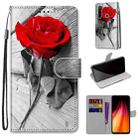 For Xiaomi Redmi Note 8 Coloured Drawing Cross Texture Horizontal Flip PU Leather Case with Holder & Card Slots & Wallet & Lanyard(Wood Red Rose) - 1