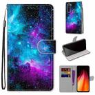 For Xiaomi Redmi Note 8 Coloured Drawing Cross Texture Horizontal Flip PU Leather Case with Holder & Card Slots & Wallet & Lanyard(Purple Green Starry Sky) - 1