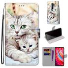 For Xiaomi Redmi Note 8 Pro Coloured Drawing Cross Texture Horizontal Flip PU Leather Case with Holder & Card Slots & Wallet & Lanyard(Big Cat Holding Kitten) - 1