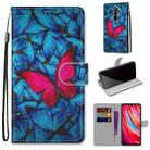 For Xiaomi Redmi Note 8 Pro Coloured Drawing Cross Texture Horizontal Flip PU Leather Case with Holder & Card Slots & Wallet & Lanyard(Blue Red Butterfly) - 1