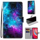 For Xiaomi Redmi Note 8 Pro Coloured Drawing Cross Texture Horizontal Flip PU Leather Case with Holder & Card Slots & Wallet & Lanyard(Purple Green Starry Sky) - 1