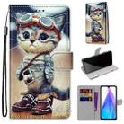 For Xiaomi Redmi Note 8T Coloured Drawing Cross Texture Horizontal Flip PU Leather Case with Holder & Card Slots & Wallet & Lanyard(Leather Shoes Cat) - 1