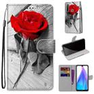 For Xiaomi Redmi Note 8T Coloured Drawing Cross Texture Horizontal Flip PU Leather Case with Holder & Card Slots & Wallet & Lanyard(Wood Red Rose) - 1