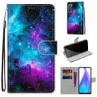 For Xiaomi Redmi Note 8T Coloured Drawing Cross Texture Horizontal Flip PU Leather Case with Holder & Card Slots & Wallet & Lanyard(Purple Green Starry Sky) - 1