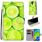 For Xiaomi Redmi Note 9 / 10X 4G Coloured Drawing Cross Texture Horizontal Flip PU Leather Case with Holder & Card Slots & Wallet & Lanyard(Green Lemon) - 1