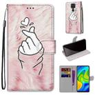 For Xiaomi Redmi Note 9 / 10X 4G Coloured Drawing Cross Texture Horizontal Flip PU Leather Case with Holder & Card Slots & Wallet & Lanyard(Pink Hands Heart) - 1