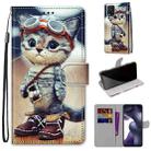 For Xiaomi Mi 10 Lite Coloured Drawing Cross Texture Horizontal Flip PU Leather Case with Holder & Card Slots & Wallet & Lanyard(Leather Shoes Cat) - 1