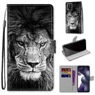 For Xiaomi Mi 10 Lite Coloured Drawing Cross Texture Horizontal Flip PU Leather Case with Holder & Card Slots & Wallet & Lanyard(Black White Lion Head) - 1