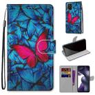 For Xiaomi Mi 10 Lite Coloured Drawing Cross Texture Horizontal Flip PU Leather Case with Holder & Card Slots & Wallet & Lanyard(Blue Red Butterfly) - 1