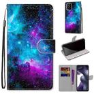 For Xiaomi Mi 10 Lite Coloured Drawing Cross Texture Horizontal Flip PU Leather Case with Holder & Card Slots & Wallet & Lanyard(Purple Green Starry Sky) - 1