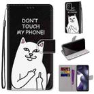 For Xiaomi Mi 10 Lite Coloured Drawing Cross Texture Horizontal Flip PU Leather Case with Holder & Card Slots & Wallet & Lanyard(Middle Finger White Cat) - 1