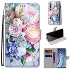 For Xiaomi Mi 10 5G Coloured Drawing Cross Texture Horizontal Flip PU Leather Case with Holder & Card Slots & Wallet & Lanyard(Light Pink Bouquet) - 1
