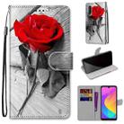 For Xiaomi Mi CC9e / A3 Coloured Drawing Cross Texture Horizontal Flip PU Leather Case with Holder & Card Slots & Wallet & Lanyard(Wood Red Rose) - 1