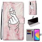 For Xiaomi Mi CC9e / A3 Coloured Drawing Cross Texture Horizontal Flip PU Leather Case with Holder & Card Slots & Wallet & Lanyard(Pink Hands Heart) - 1