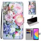 For Xiaomi Mi CC9e / A3 Coloured Drawing Cross Texture Horizontal Flip PU Leather Case with Holder & Card Slots & Wallet & Lanyard(Light Pink Bouquet) - 1