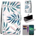 For Nokia 2.3 Coloured Drawing Cross Texture Horizontal Flip PU Leather Case with Holder & Card Slots & Wallet & Lanyard(Pink Green Leaf) - 1