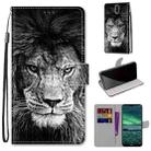 For Nokia 2.3 Coloured Drawing Cross Texture Horizontal Flip PU Leather Case with Holder & Card Slots & Wallet & Lanyard(Black White Lion Head) - 1