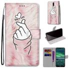 For Nokia 2.3 Coloured Drawing Cross Texture Horizontal Flip PU Leather Case with Holder & Card Slots & Wallet & Lanyard(Pink Hands Heart) - 1
