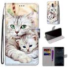 For Nokia 3 Coloured Drawing Cross Texture Horizontal Flip PU Leather Case with Holder & Card Slots & Wallet & Lanyard(Big Cat Holding Kitten) - 1