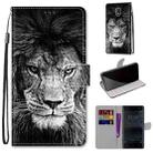 For Nokia 3 Coloured Drawing Cross Texture Horizontal Flip PU Leather Case with Holder & Card Slots & Wallet & Lanyard(Black White Lion Head) - 1